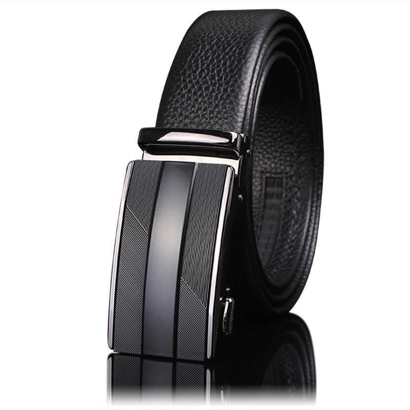 Leather belt for men with cowhide top layer. Automatic buckle leather belt for business and casual wear. Genuine leather belt. Z250929