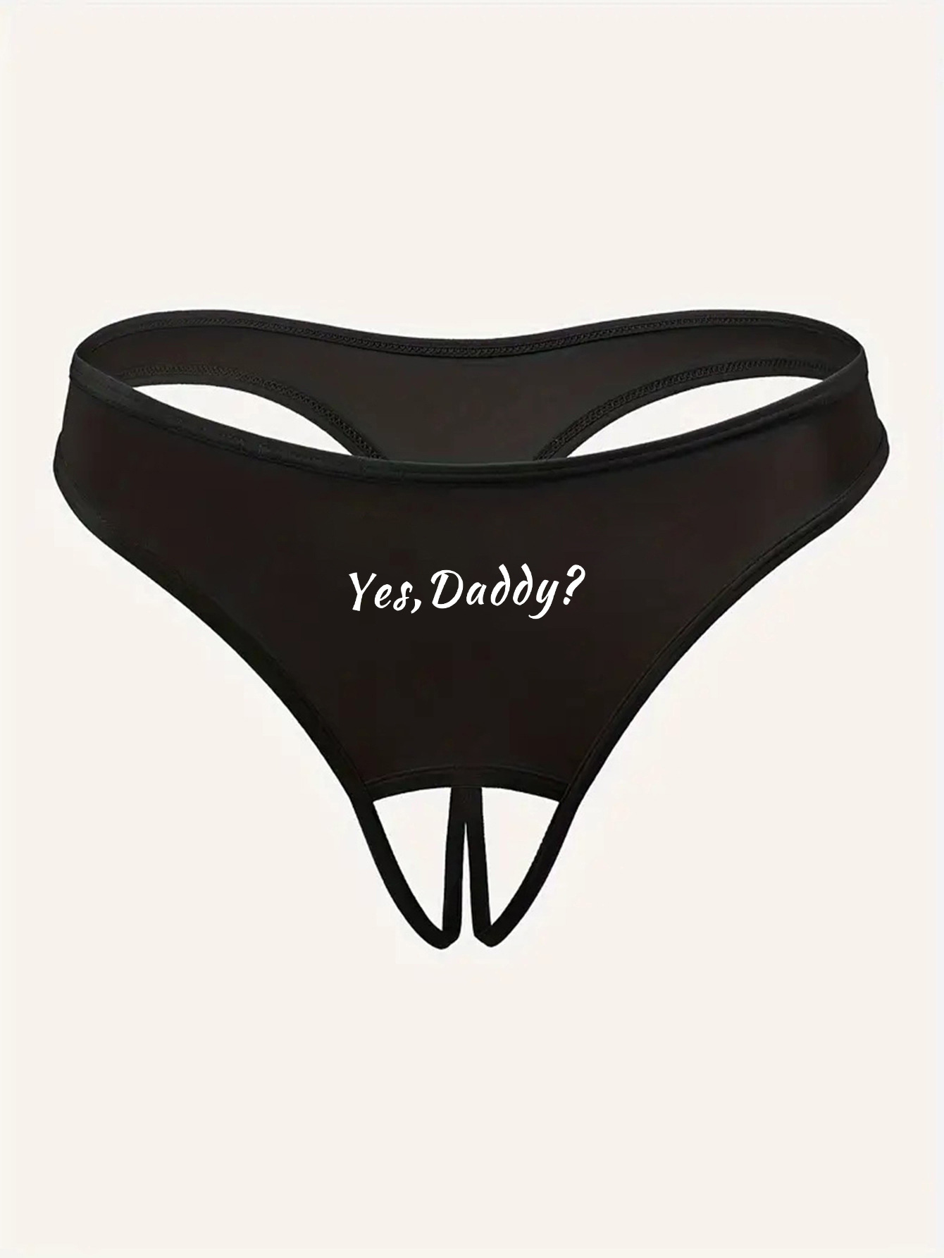 Women's Panties Crotch Opening Sexy Thong with Yes Daddy Prints Underwear Erotic Crotchless Female Intimates Lingerie