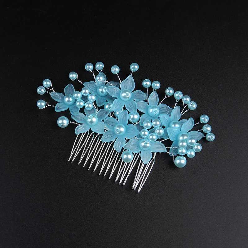 Handmade Red Pink Flower Wedding Hair Combs Pearl Bridal Headpiece For Women Headdress Prom Hair cessories L250928F9KH