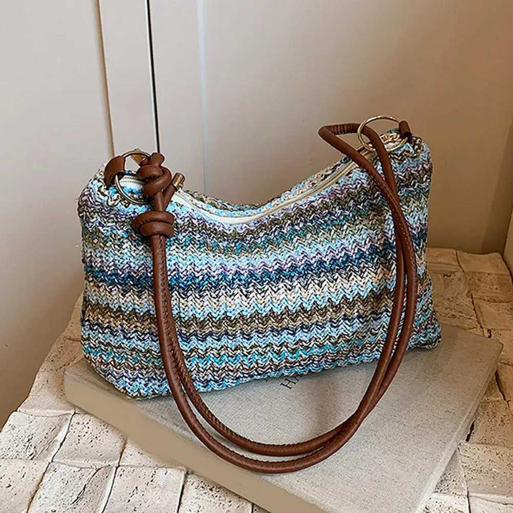 Boho Braided Shoulder Messenger Bag Large Capacity Fashion Casual Shoulder Bag Highquality Ethnic Style Simple Bag L250928