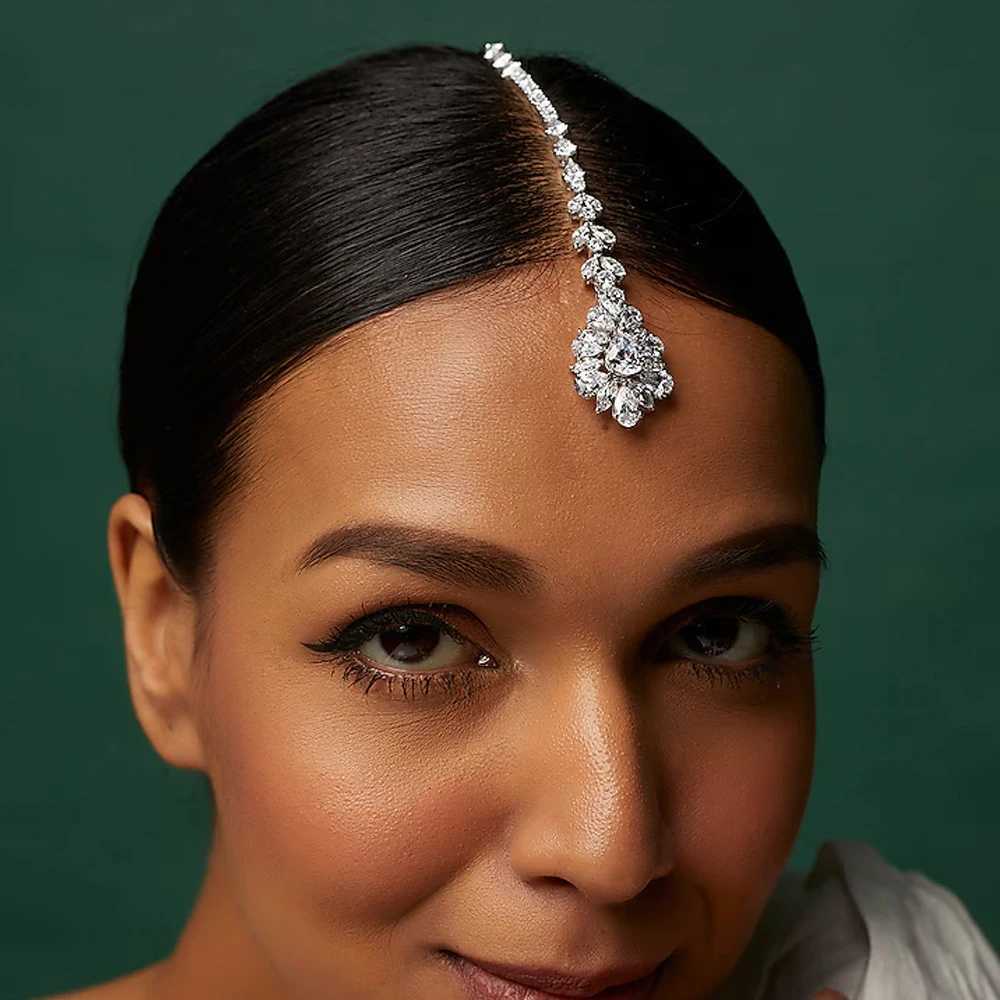 Stonefans Vintage Zircon Maang Tikka Indian Forehead Jewelry Boho Crystal Headpiece Bridal Hair cessories for Wedding L250928HI4Q