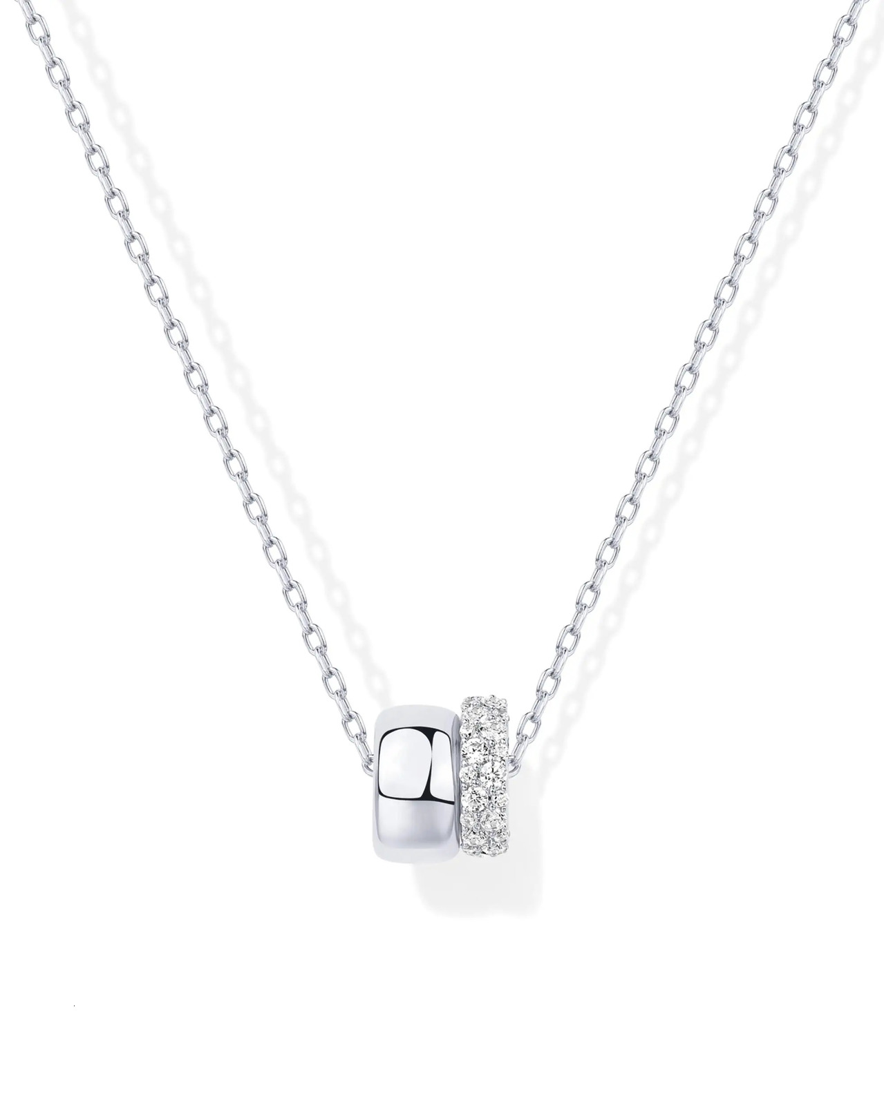 Eavva Women 14K Gold Plated Cubic Zirconia Rondelle Pendant Necklace Lady Girls TwoToned Dainty Trendy Necklaces 250928