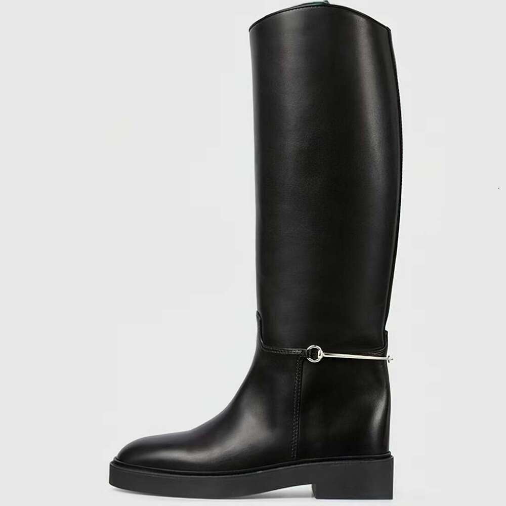 Large Size Low Heel High Round Head Autumn And Winter New Equestrian Knight Show Flat Women s Boots