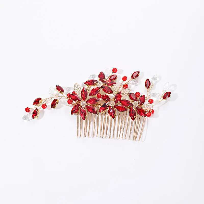 Red Crystal Hair Comb Wedding Hair cessories For Women Fashion Alloy Hairpin Clip Bride Hair Jewelry Marrige Tiaras Gifts L250928SPBZ