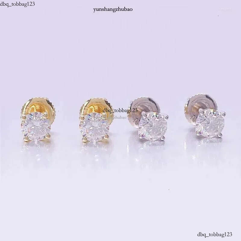 Stud Earrings 0.2-4CT 3-8mm Moissanite Screwback Women Sterg Sier 14K Gold Plated Moisanite Solitaire Pass