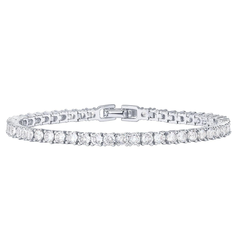18K gold-plated zirconia classic tennis bracelet for women, size 6.5-7.5 inches diamond block chain checkerboard pattern