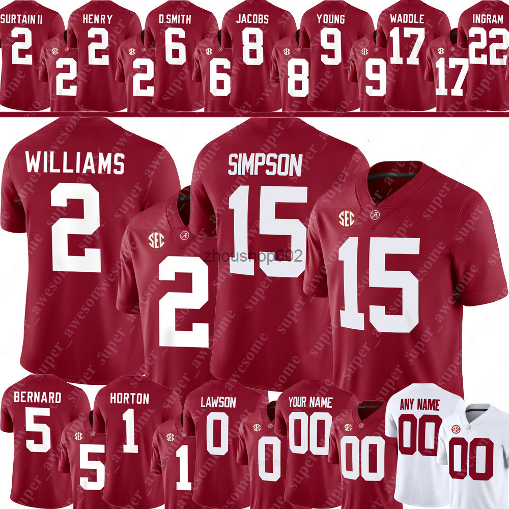Alabama Crimson Tide Football Jersey Ty Simpson Ryan Williams Germie Bernard Isaiah Horton Jam Miller Deontae Lawson Henry DeVonta Smith Surtain II INGRAM WADDLE