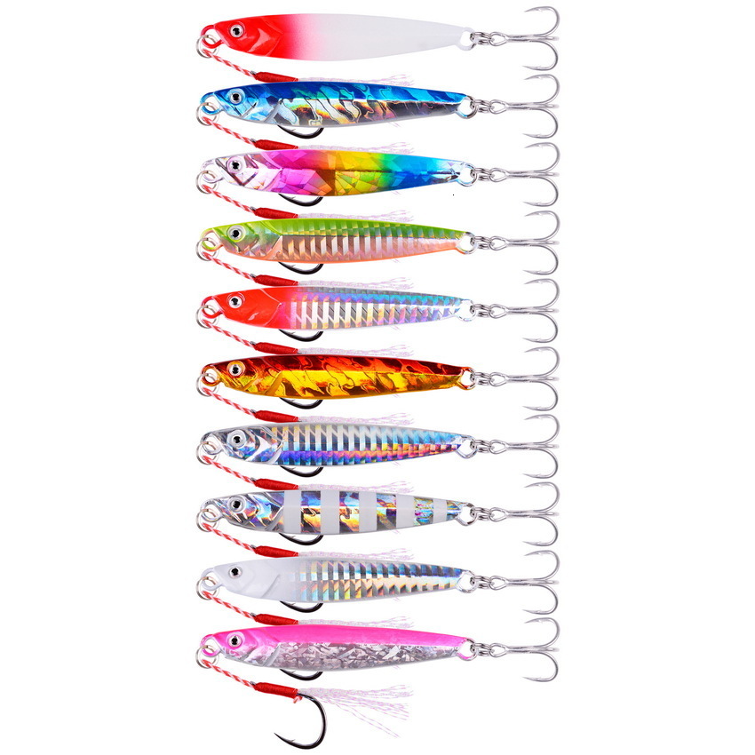 10PCS Casting Metal Jigs Fishing Lures Set 7G-40G Shore Cast Jigging Spoon Jig Sea Fishing Lures Jigging Artificial Bait Tackle 240315