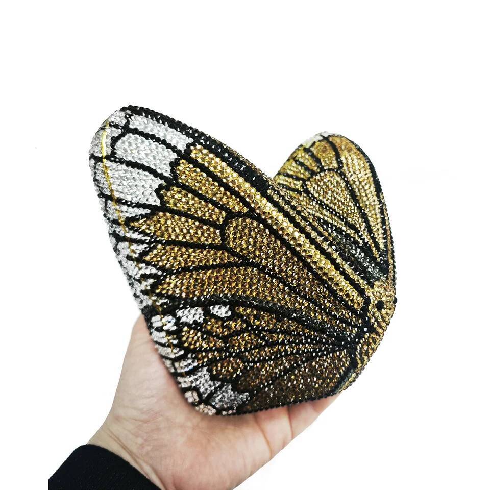 chongsukei Purple Butterfly Evening Bag Women LuxuryBranded Wedding Bridal Handbag Gold Rhinestone Party Purses Silver Chain Clutch