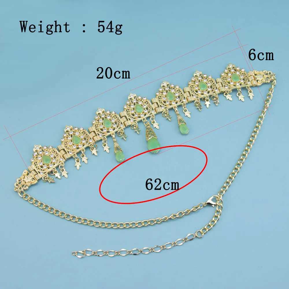 Neovisson Fashion Style Gold Color Moroccan Women Hair Chain Forehead Chain Arabic Bride Wedding Jewelry Crystal Headbands Gift L25092857BJ