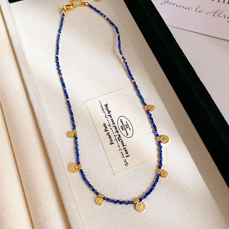 Quality Jewellery High 1 Gold Toned Beaded Necklace with Turquoise Accents and Engraved Disc Charms for Daily Elegant Wear Gift Occasions Textured Acc