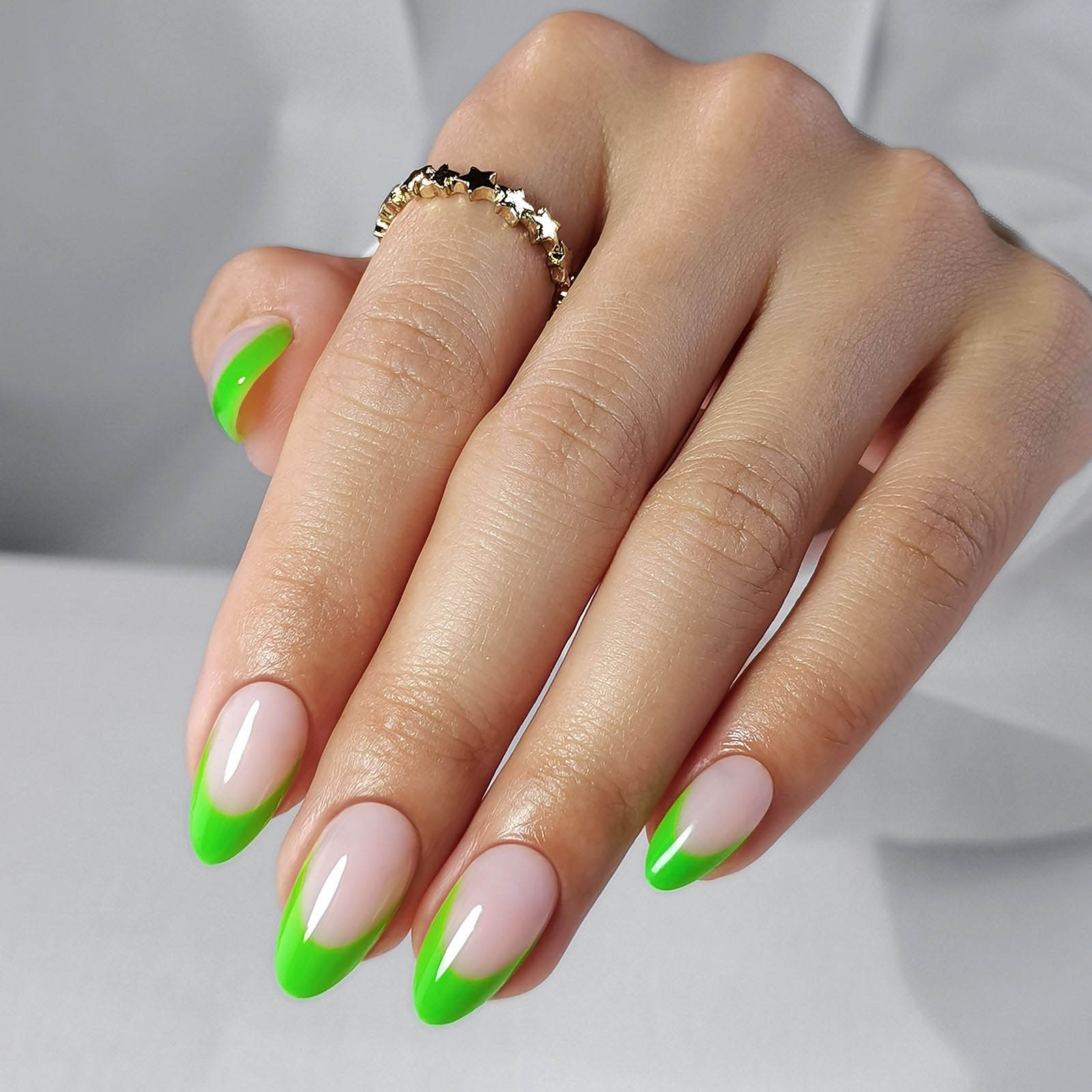 the lemon green french edge press type artificial nail soft gel wearable nail is specially designed for womens daily wear parties and banquets