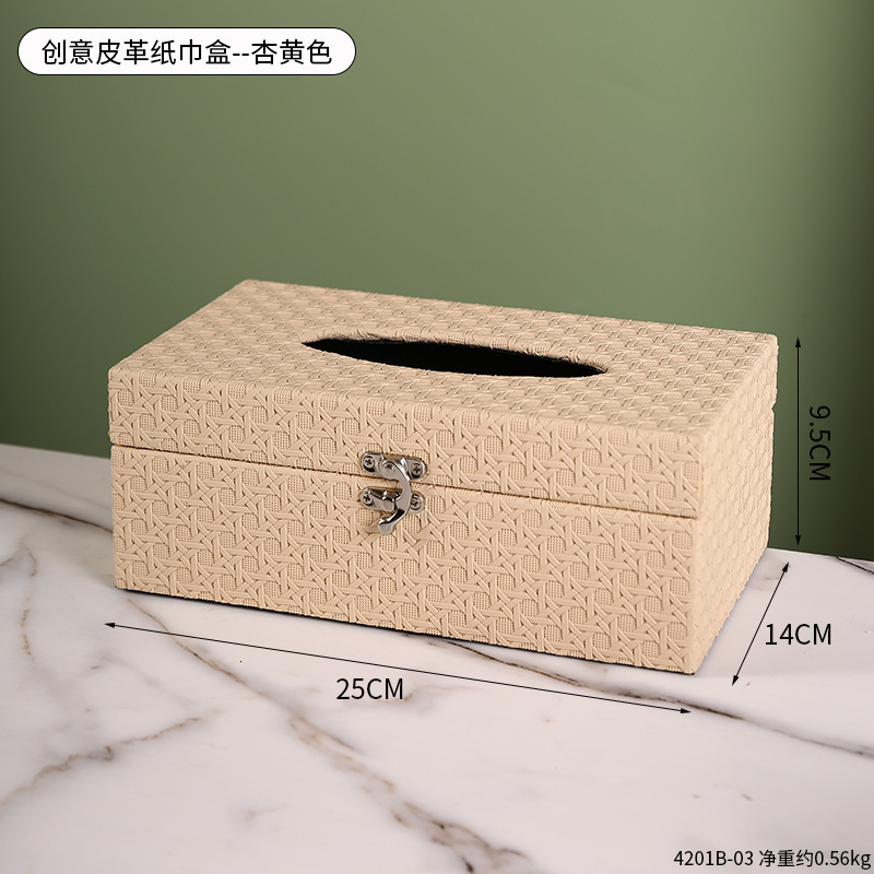 Wooden Imitation Rattan Texture PU Leather Tissue Box for Hotel Home Restaurant Living Room Desktop Tissue Holder Tissue Storage Box 250808