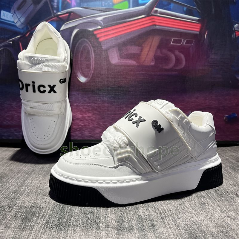 designer shoes white leather platform sneakers easy-on velcro closure versatile trainers casual breathable non-slip mens shoes size 39-44