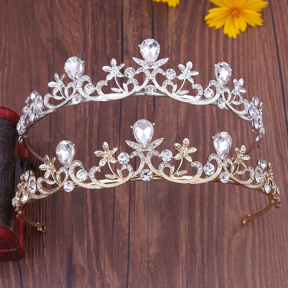 Gold Color Crystal Rhinestone Crown and Tiara Wedding Hair Jewelry cessories For Women Bridal Tiaras Headpiece Girls Headbands L2509281R5S