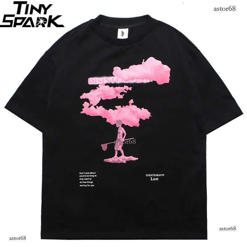 2020 Streetwear Harajuku Tshirt Pink Cloud Hip Hop T Shirt Men Summer Short Sleeve T-Shirt Cotton Fashion Black Tops Tees HipHop CX200703
