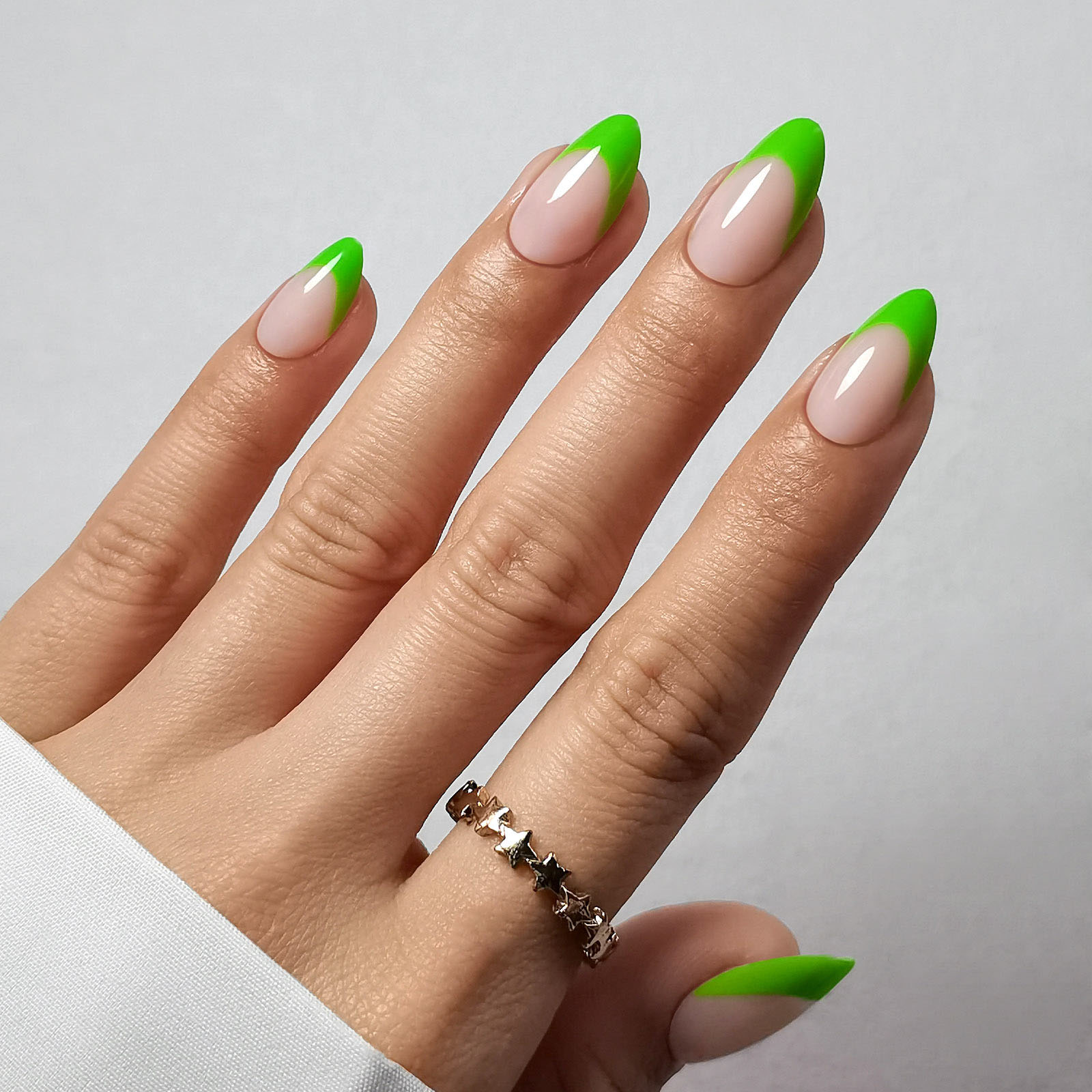 the lemon green french edge press type artificial nail soft gel wearable nail is specially designed for womens daily wear parties and banquets