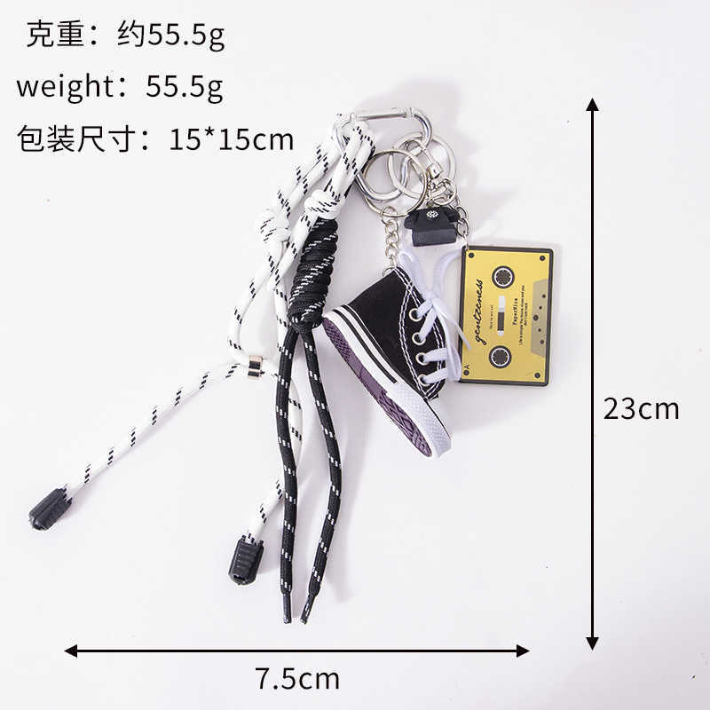 Niche Mini Multicolor Canvas Shoes Sports Woven Bag Pendant Keychain H250928