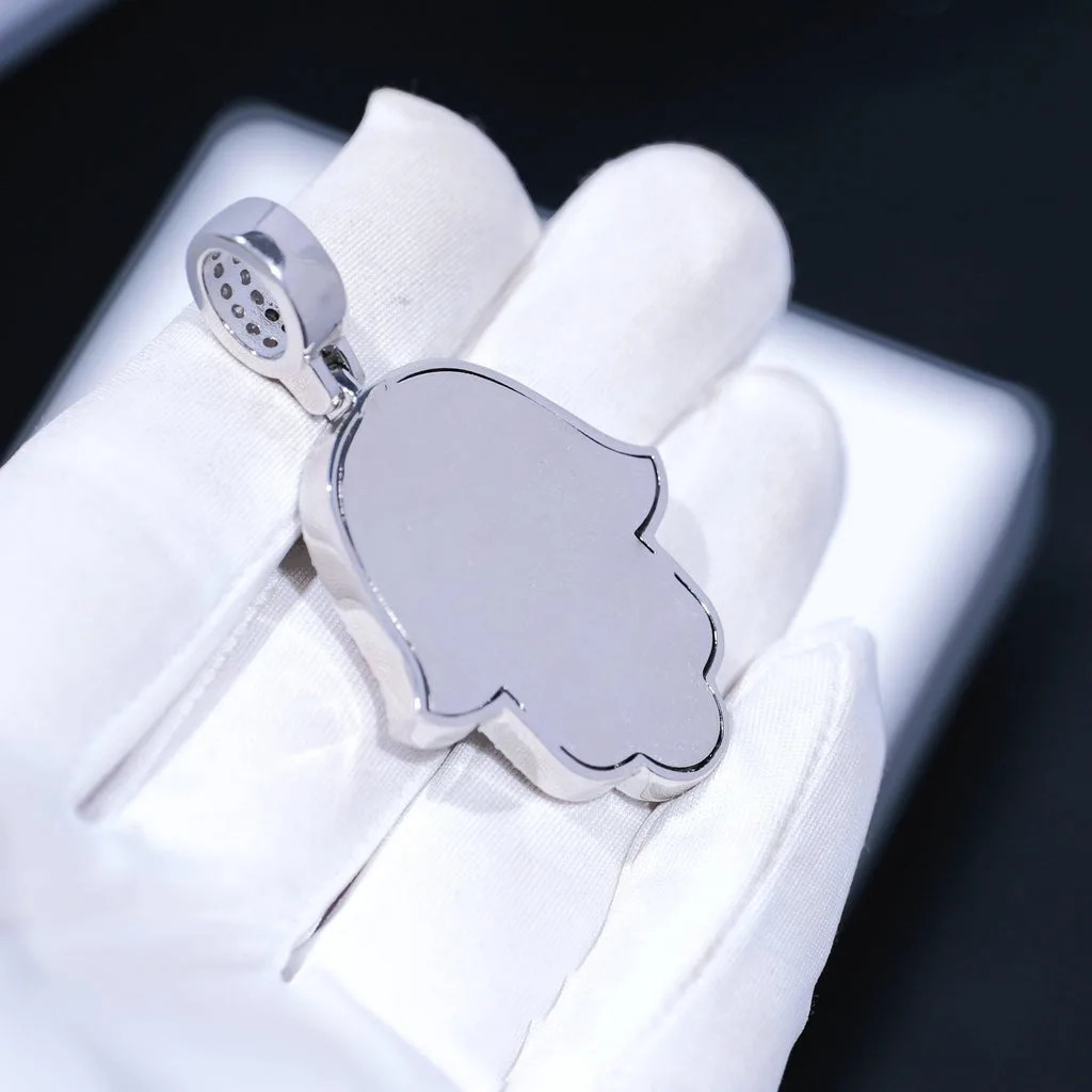 Hip Hop Jewelry Micro Iced Out Baguette CZ Hamsa Hand Pendant with 24 TennisRope Chain Necklaces for Men Women 250922