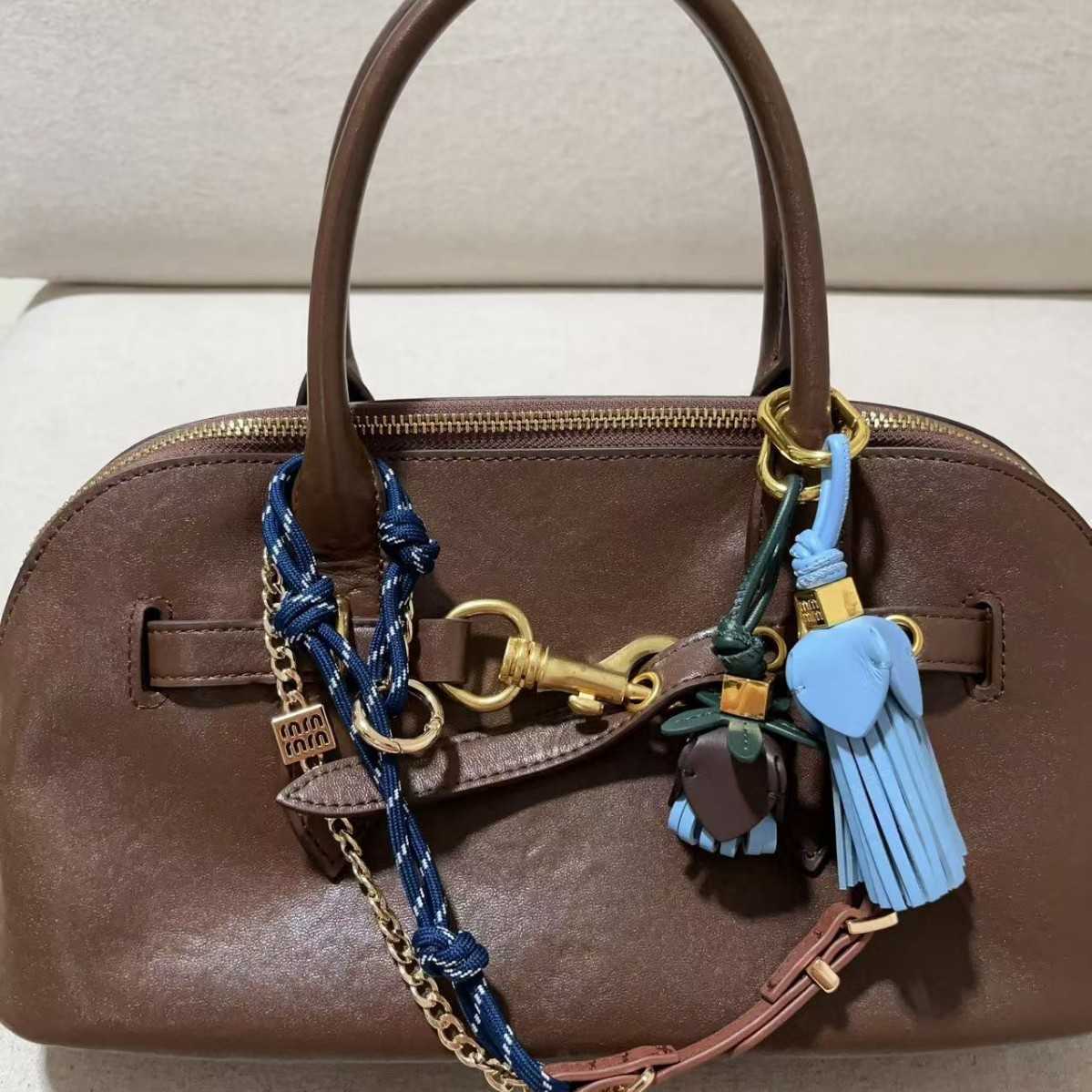 Bag Woven Knot Lanyard Keychain Zhang Yuanying Genuine Leather Genuine Leather H250928