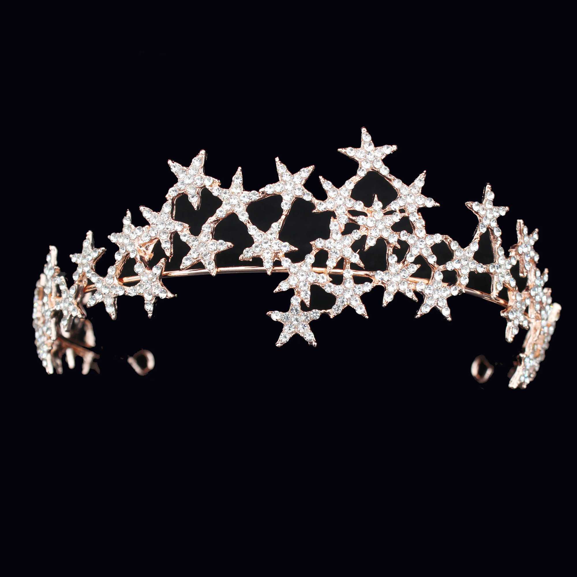 Crystal Star Tiara Crown Wedding Bridal Rhinestones Crown Headband Bride Headdress Headpiece Women Girl Hair Jewelry cessories L250928CFWV