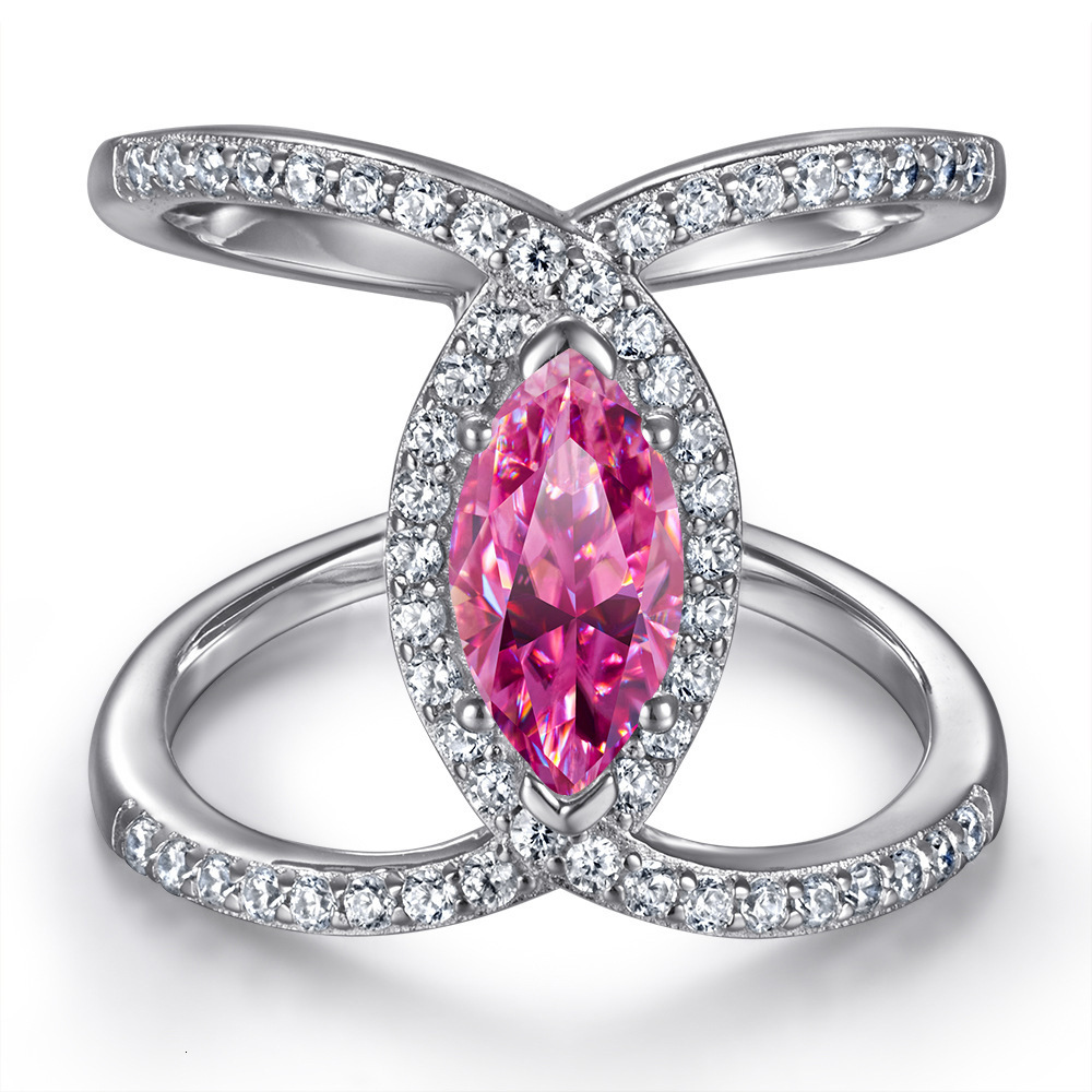 Luxury engagement ring S925 Sterling Silver Ring for Women with Marquise Cut Rectangular 1 CT 5X10mm Moissanite Women's Ring