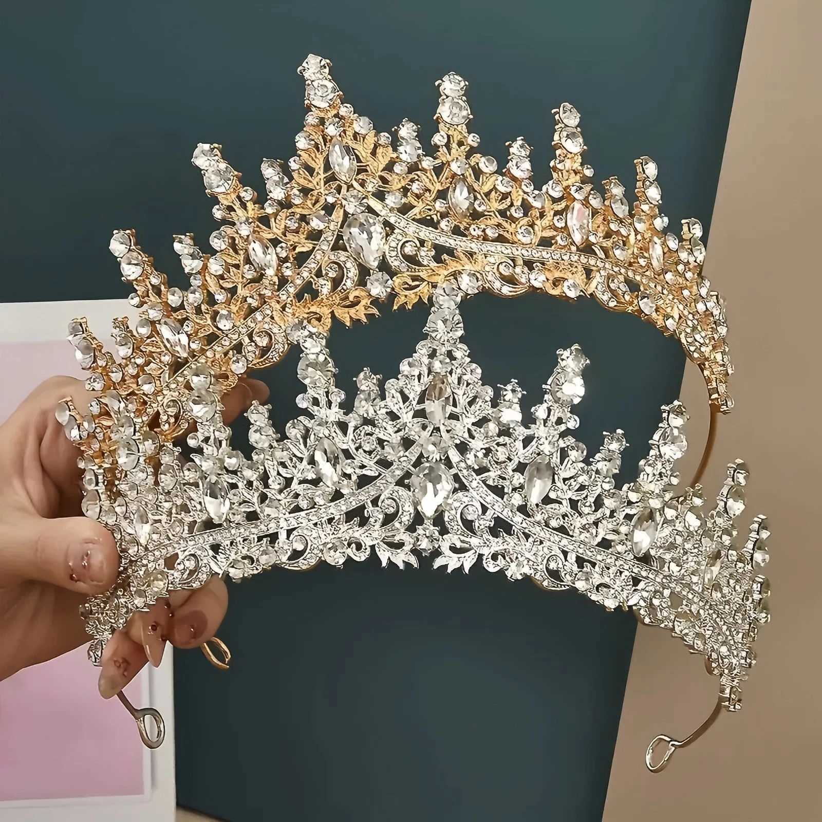 1pc Baroque Queen Crown Elegant Rhinestone Hairband Suitable for Wedding Parties Wearing Womens Hair cessories Gifts L25092814GV