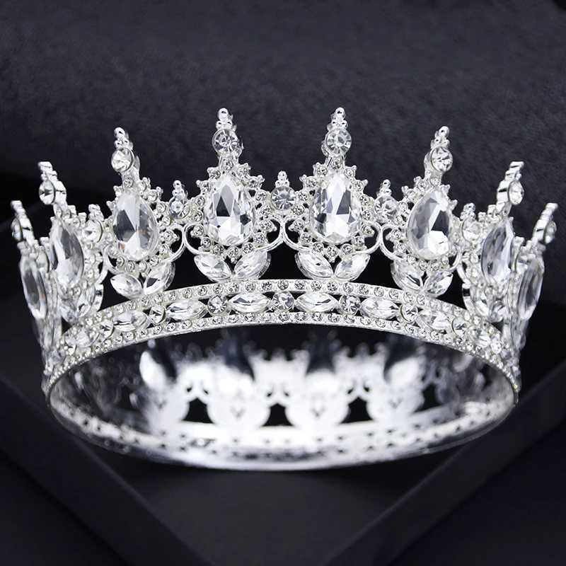 Royal Queen King Tiaras and Crowns for Women Princess Prom Wedding Party Full Round Diadem Bridal Hair Jewelry cessories L25092810T6