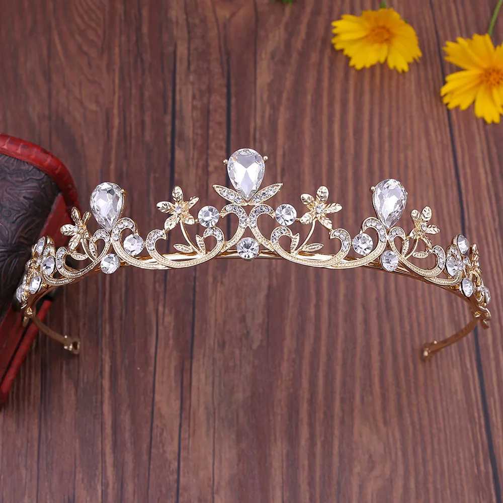 Gold Color Crystal Rhinestone Crown and Tiara Wedding Hair Jewelry cessories For Women Bridal Tiaras Headpiece Girls Headbands L2509281R5S