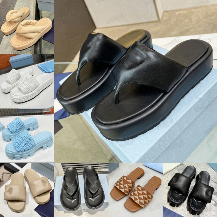 Designer Soft Padded Slide Monolith Foam 55mm Sandals Slides Slippers Women Triangle Slipper Label Jelly Sandal Nappa Rubber Womens Black Leather