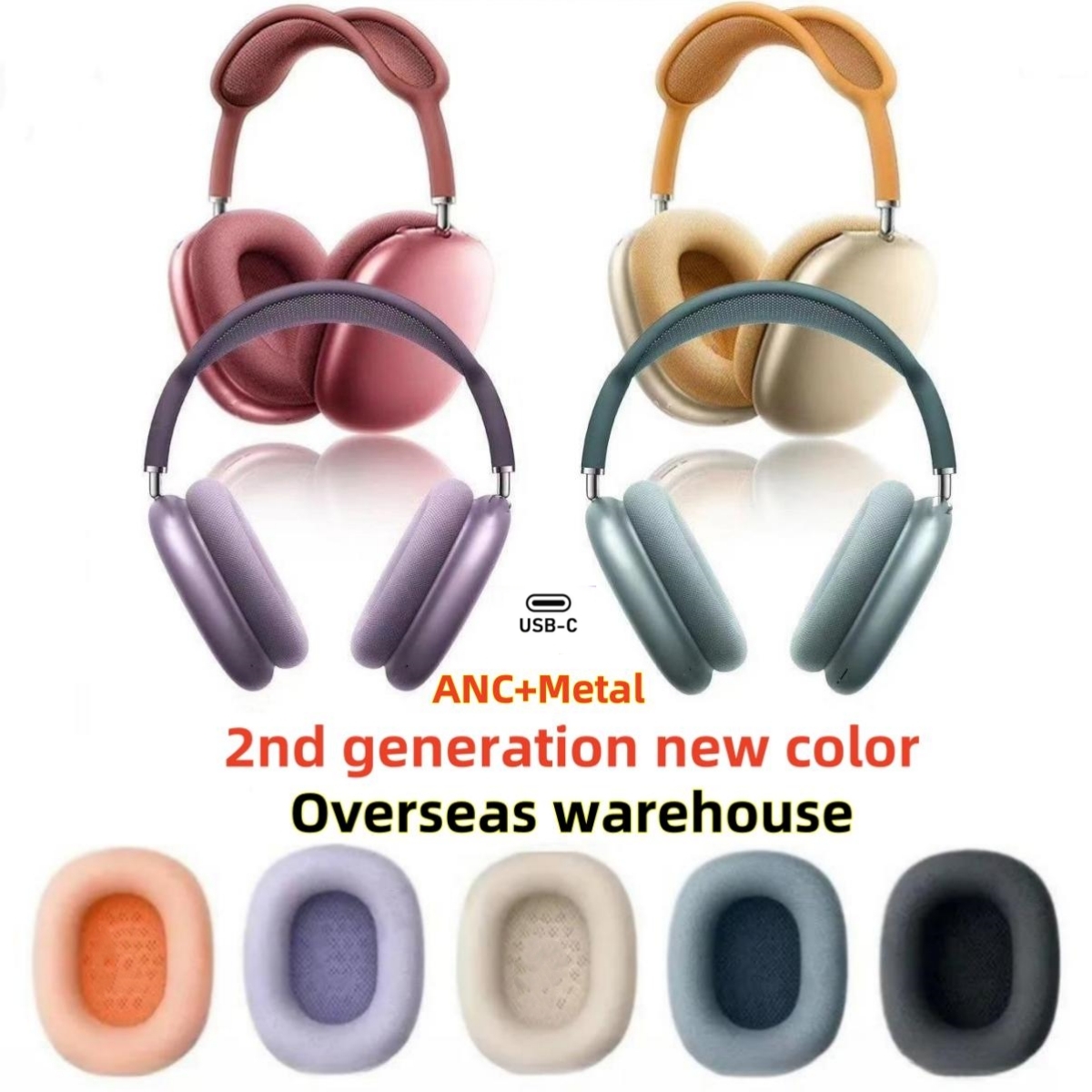 Max headphones pro max Wireless Earphones airpodsmax 2 Active Noise Canceling P9 headset new USB-C maxes Earbuds Stereo Sound metal shell headset case for IPhone 17