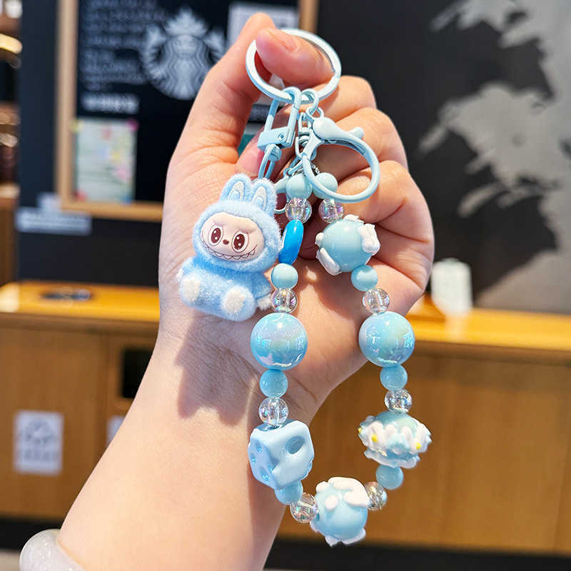 Creative Doll Beaded Chain Keychain for Women Backpack Pendant Couple Car Keychain Gift H250928