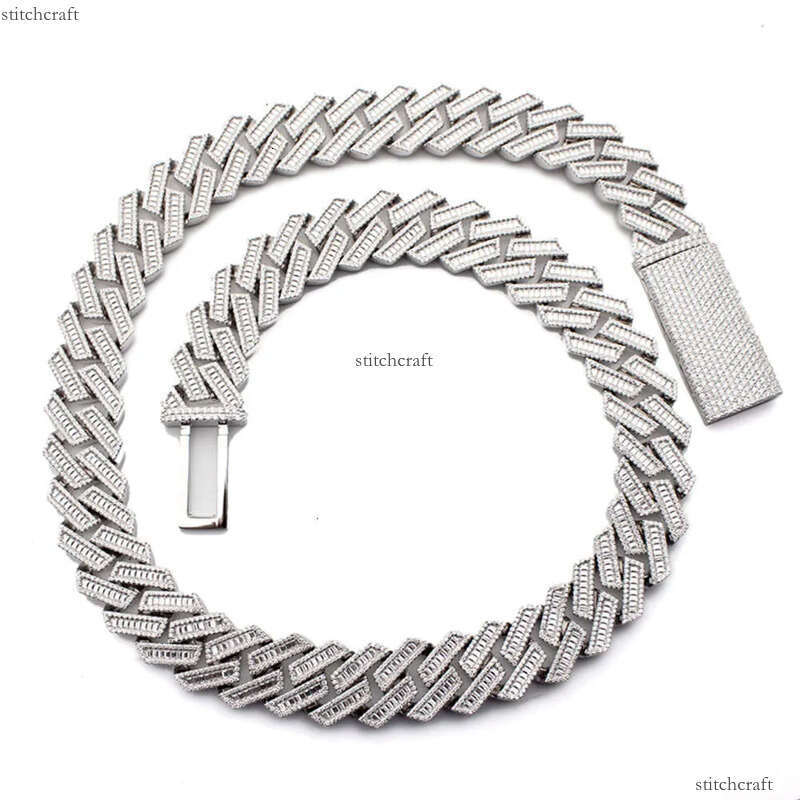 necklace moissanite chain Pendant Chunky Iced Out Mens Sier Hip Hop 20MM Dia Cuban