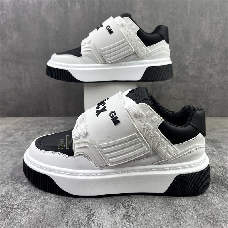 designer shoes white leather platform sneakers easy-on velcro closure versatile trainers casual breathable non-slip mens shoes size 39-44