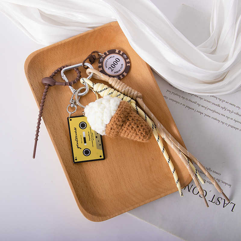 Bag Pendant Creative Cute Ice Cream Chip Card Magnetic Tape Weaving H250928