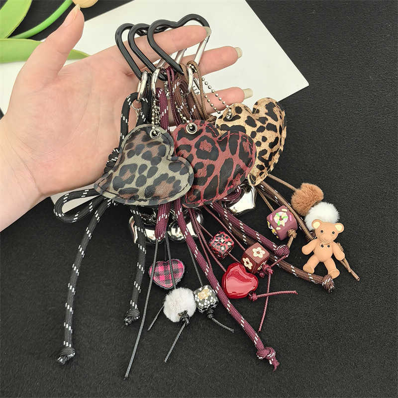 Butterfly Knot Mini Bag Accessories Keychain Pendant Cotton Filled Leopard Print Leather Accessories H250928