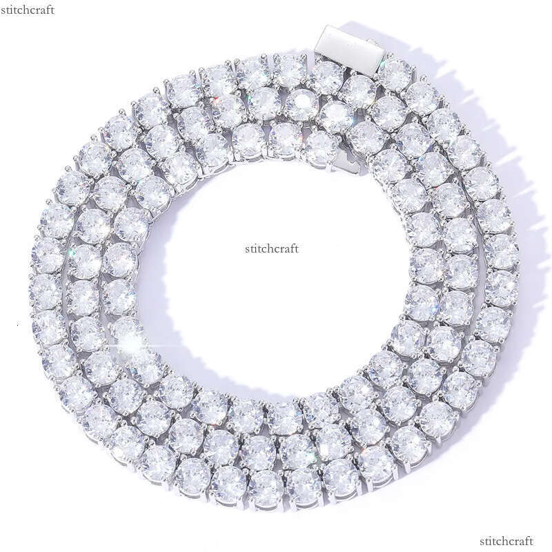 Hip Hop Tennis Chains Jewelry TopBling 5A Zircon Dia Necklaces Spring Clasp Real Gold Plated 3mm 4mm 5mm