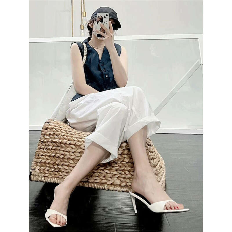 34-42 Plus Size New Open-Toe Pointed Toe Patent Leather Stiletto Designer Shoe heel One-Strap Sandals for Women Sexy Black Vacation Outdoor High heels