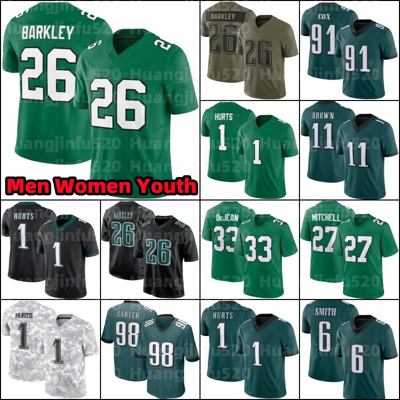 Saquon Barkley 1 Jalen Hurts Football Jersey AJ Brown Jason Kelce DeVonta Smith Cooper DeJean Carter Lane Johnson Mailata Goedert Quinyon Mitchell Darius Slay Jr