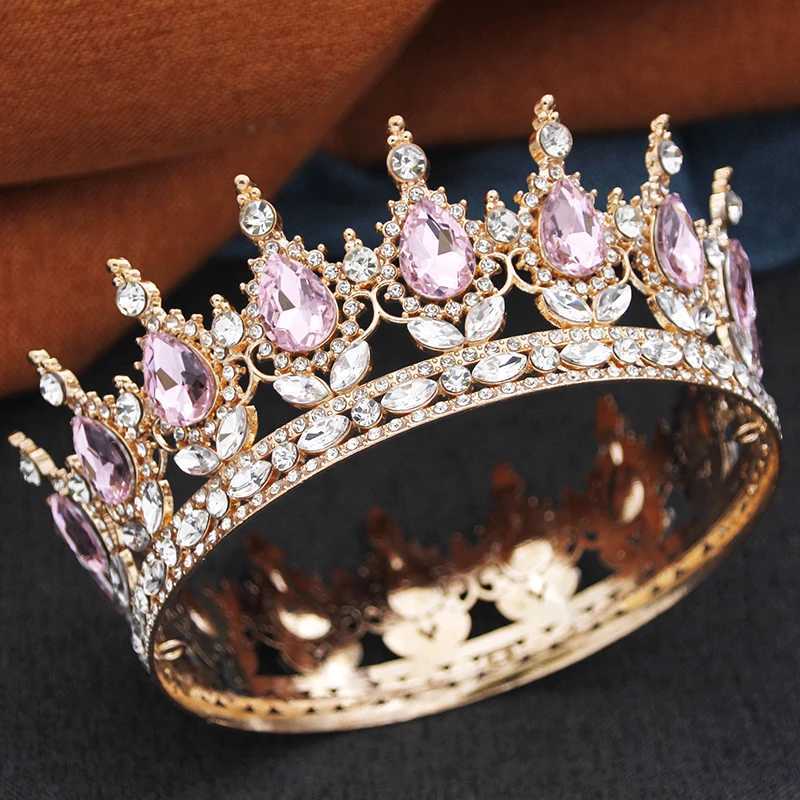Gorgeous Crystal Wedding Crown Royal Queen King AB Tiaras and Crowns Bridal Diadem Party Prom Bride Headdress Jewelry L25092811ON