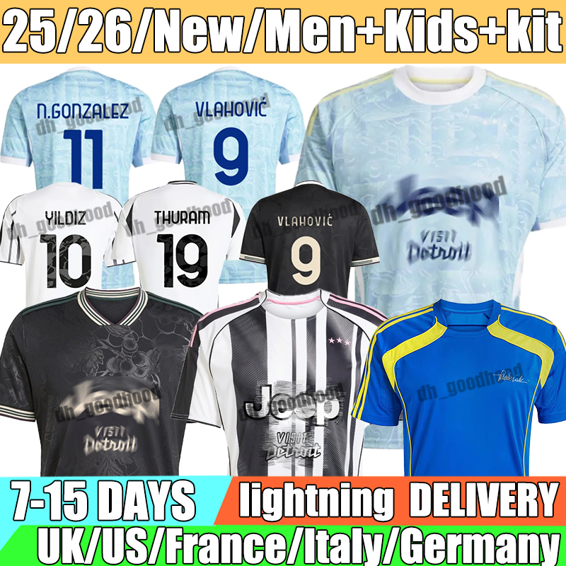 25/26 Juve Soccer Jerseys F.CONCEICAO N.GONZALEZ Fans Player Home Away DOUGLAS LUIZ Vlahovic Locatelli DI GREGORIO Jerseys 2025 Football Shirt Men Kids kit Kits Unifor
