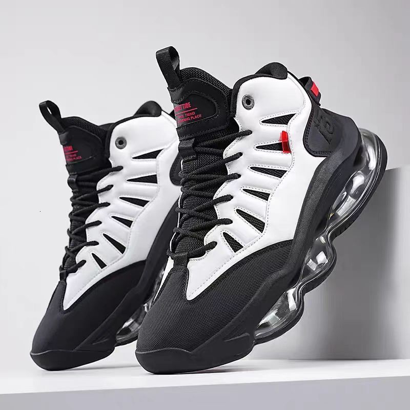 2025 New autumn and winter air-cushioned anti-roll basketball shoes, men's rotating buckle anti-slip, shock-absorbing and rebound practical baske