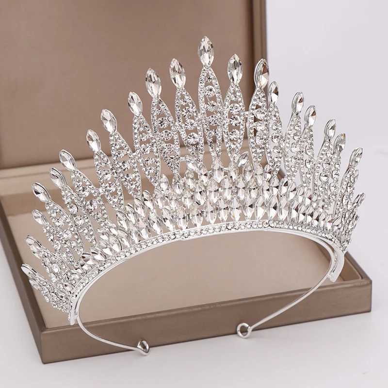 Trendy Silver Color Rhinestone Crystal Queen Big Crown Bridal Wedding Tiara Women Beauty pageant Bridal Hair cessories Jewelry L250928LBDR