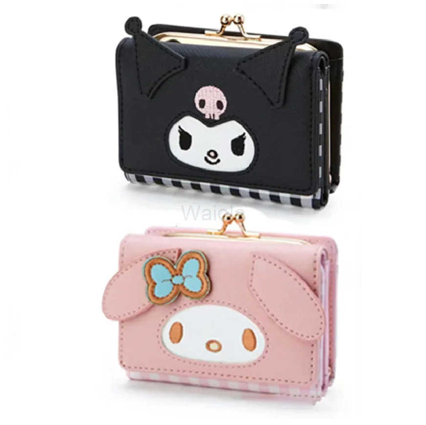 Sanrio Hello Kitty Kawaii Girls Wallet Mymelody Cinnamoroll Kuromi Zipper Wallet PU Bag Card Holder Folding Bag Coin Purse L250929