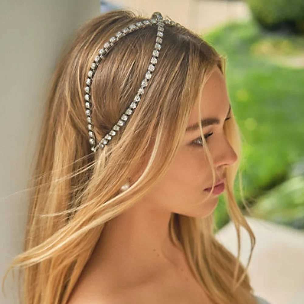 Fashion Bridal Hairband Rhinestone Headband Bride Wedding Hair cessories Women Crystal Hair Bands Cross Headpiece Jewelry L250928IPBF