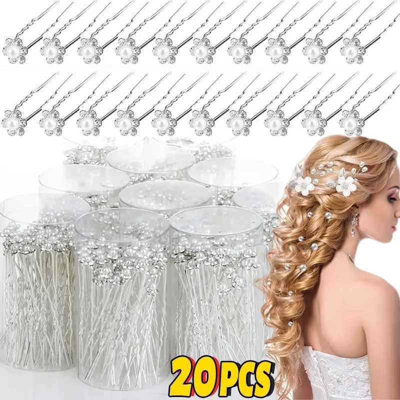 20pcs Elegant Pearl Crystal Hairpin Wedding Bridal Ushaped Metal Hair Comb Forks for Women Hairstyle Clips Jewelry cessories L250928TCAR