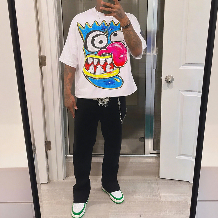 Clothing Manufacturer Premium 100% Cotton Heavyweight Square Screen Printed Streetwear Crew Neck Men's T-Shirt