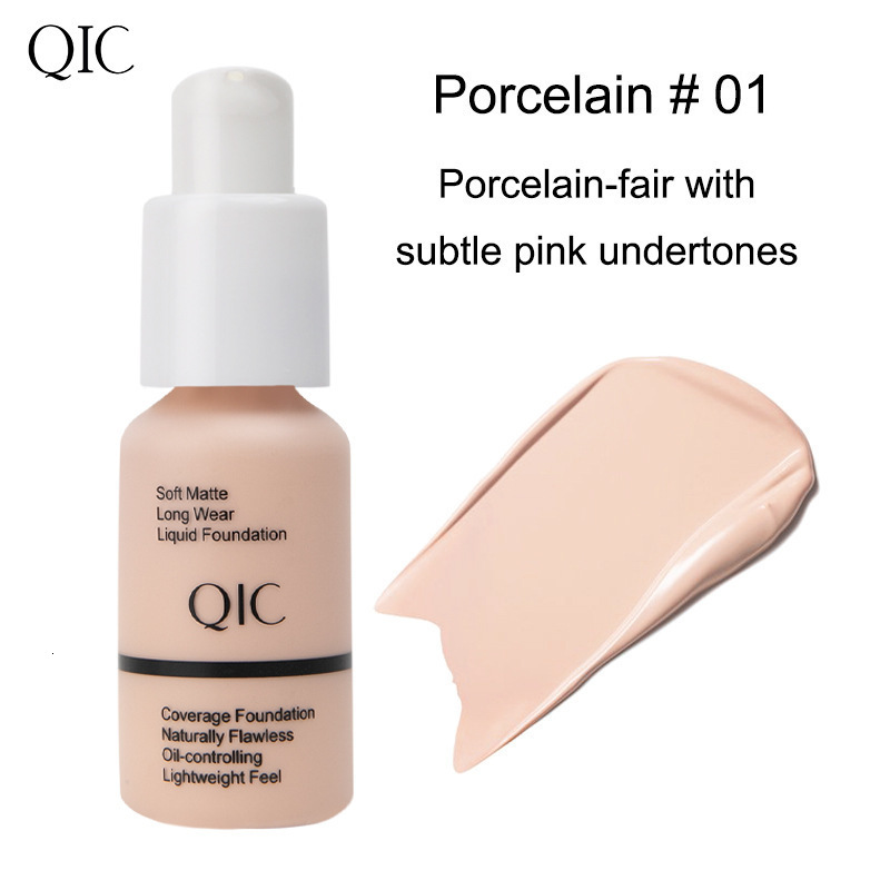 QIC Liquid Foundation Beauty Concealer Waterproof Invisible Pore Liquid Foundation Brighten Waterproof Full Coverage Professional Matte Base Make Up 2