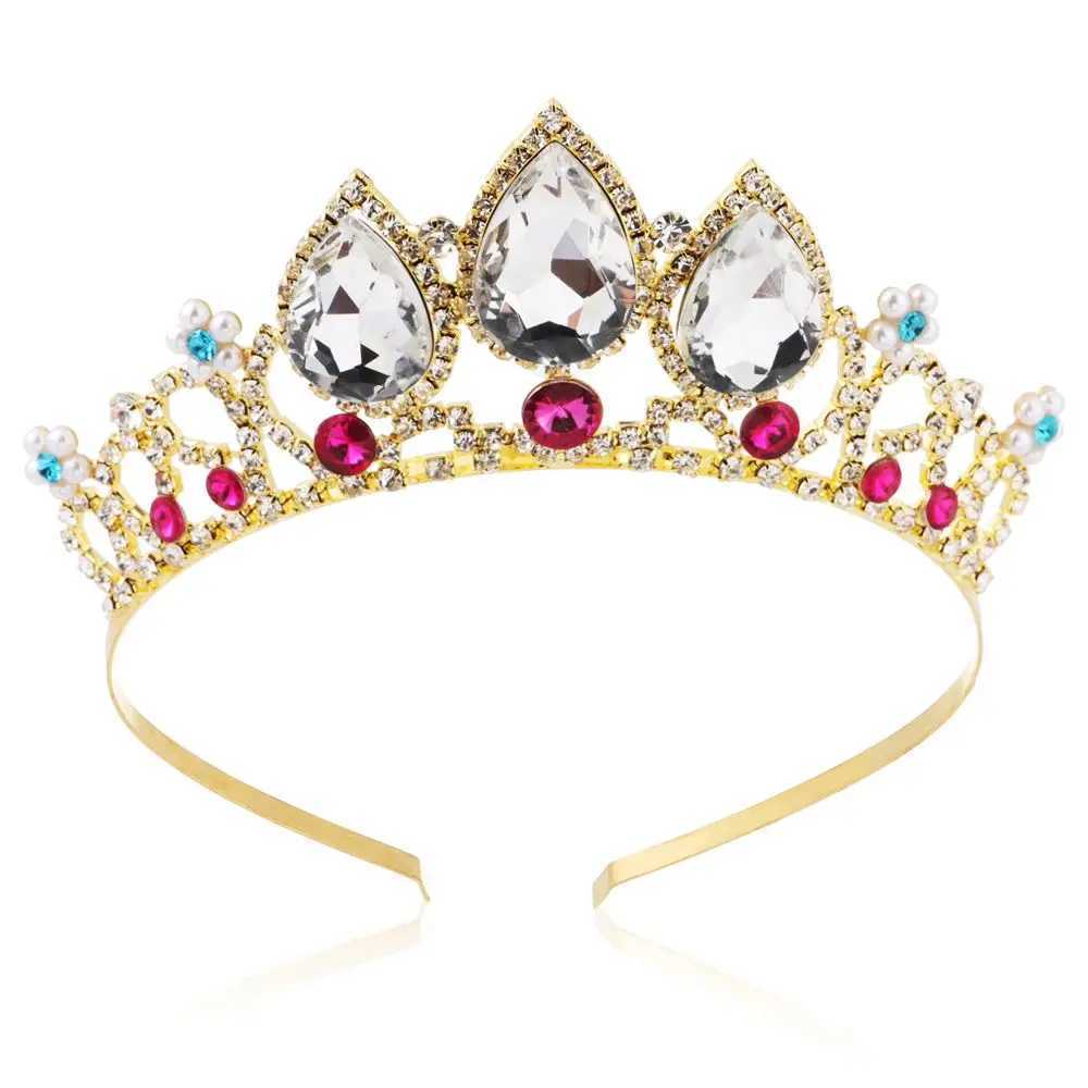Model Catwalk Wedding Handmade Rhinestone Tiara Tiaras for Girls Pearl Headband Princess Crown Bling L250928LPBG