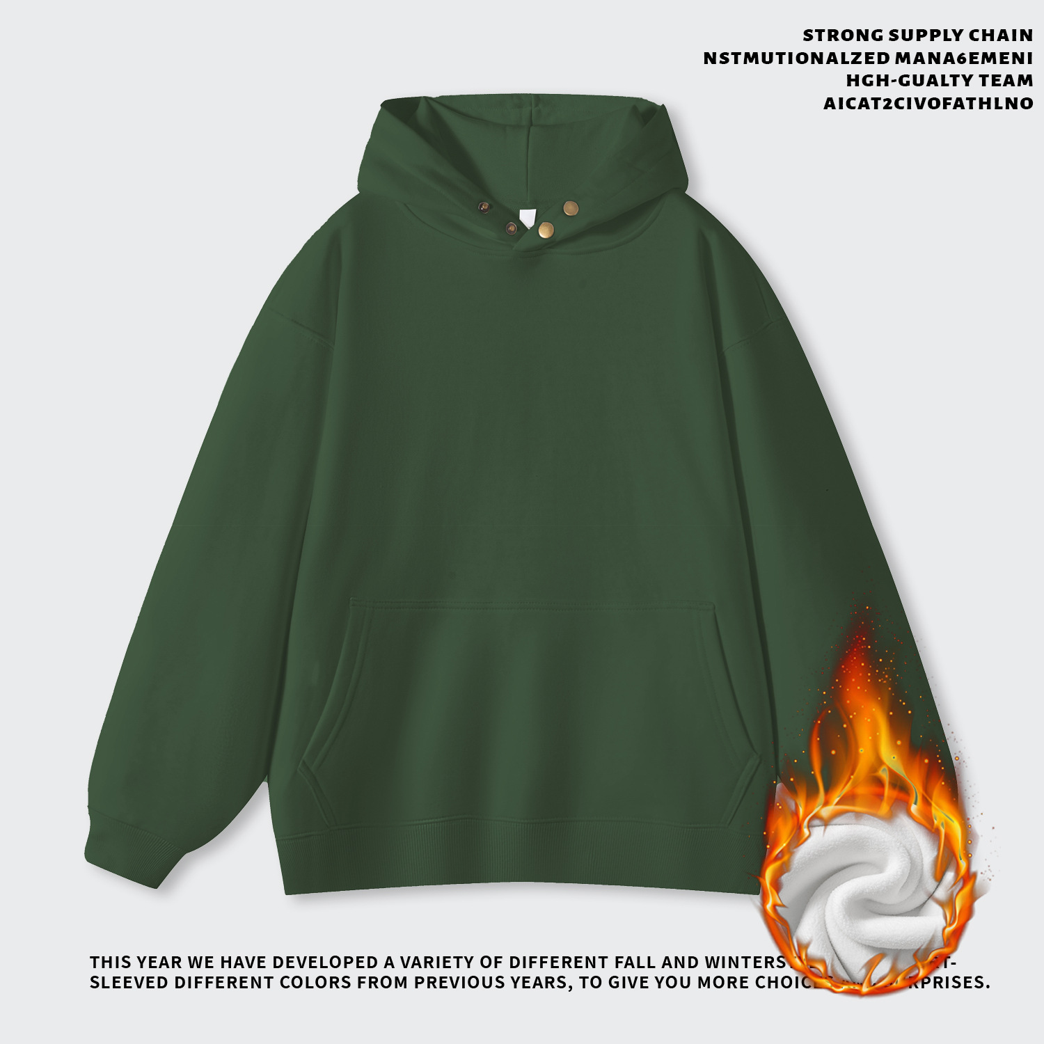 500G Ultra-Heavyweight Pure Cotton! American Retro Style Fleece-Lined Hooded Sweatshirt, New Winter Men's Long-Sleeve Niche Jacket